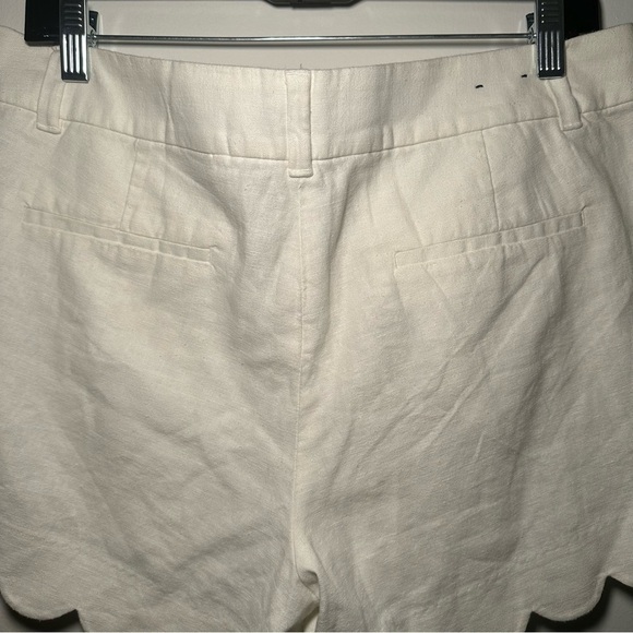 J by J.Crew White Linen Scalloped Women Shorts Size 10 - Picture 12 of 16